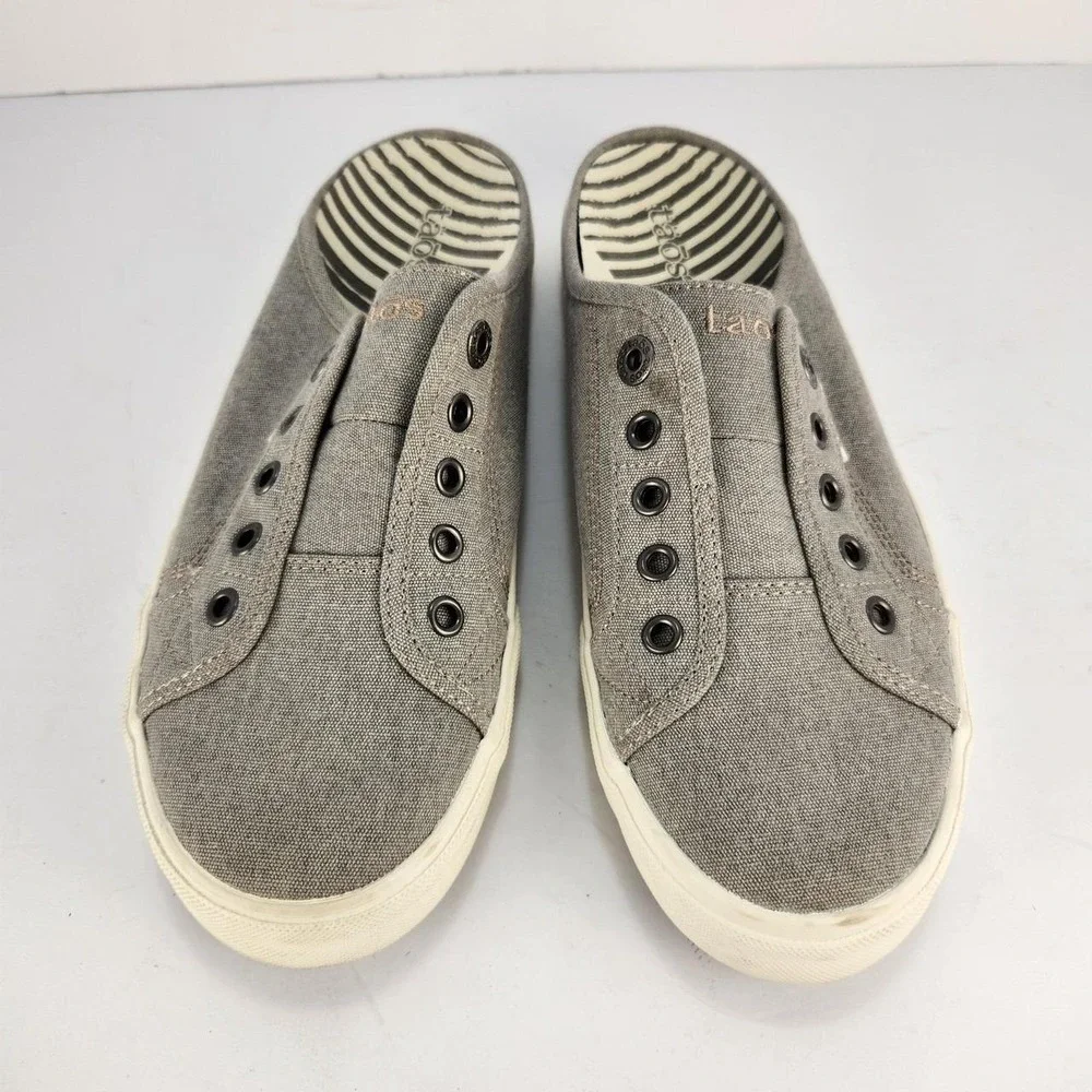 Taos EZ Soul Women's Size 9.5 Gray Wash Canvas Mule Slip On Sneakers Comfort